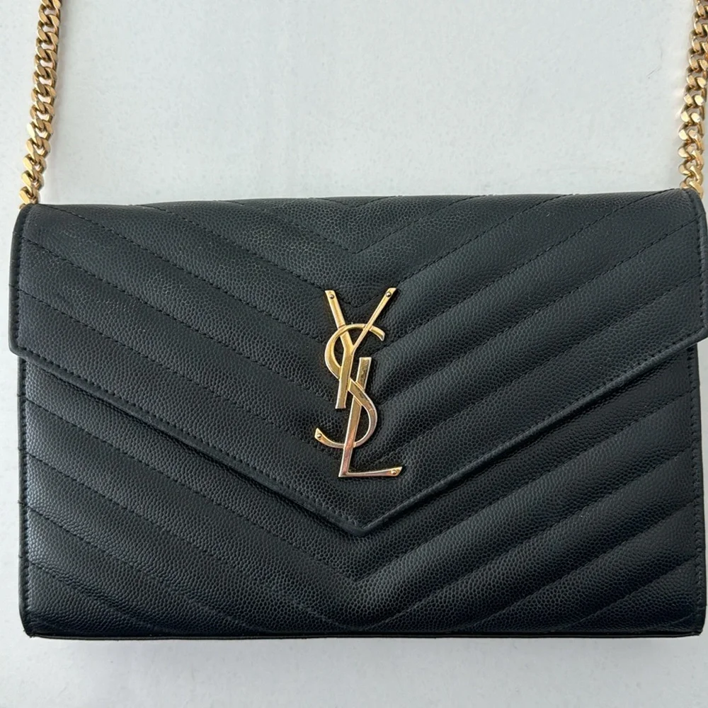 Saint Laurent Black Crossbody Bag with Gold Chain - Picture 3 of 6